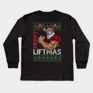 Merry Liftmas Ugly Christmas Gym Workout Gift Mens 3 Kids Long Sleeve T-Shirt